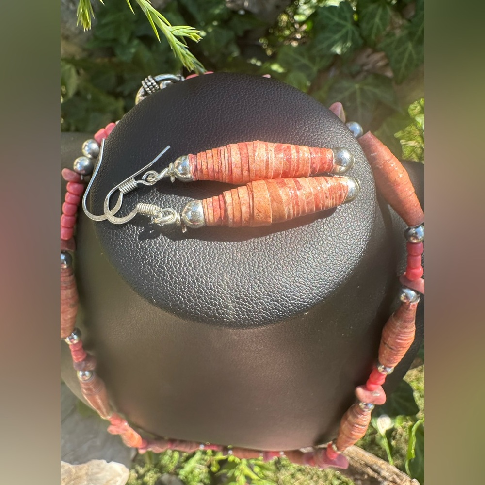 vintage purvian with natural stone seed beads necklace - Picture 2 of 8